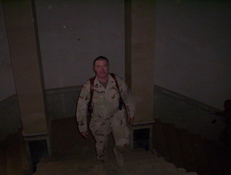 LTC Roberts climbing stairs after pic